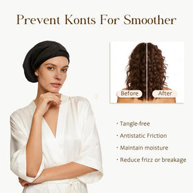 NICPOO Silk Satin Bonnet Hair Wrap displayed on a table