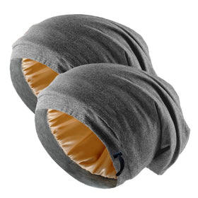 NICPOO Silk Satin Bonnet Hair Wrap front view in dark gray