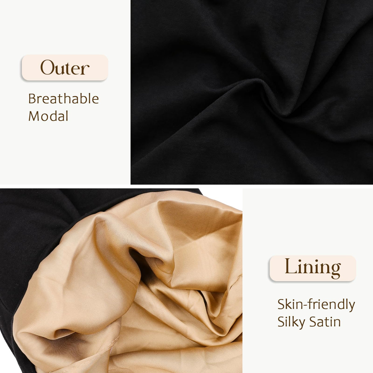 NICPOO Silk Satin Bonnet Hair Wrap showing inside fabric detail