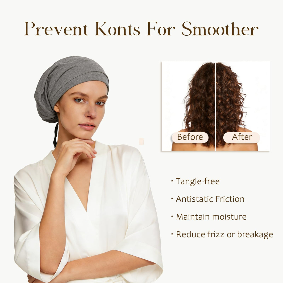 NICPOO Silk Satin Bonnet Hair Wrap side view showcasing softness