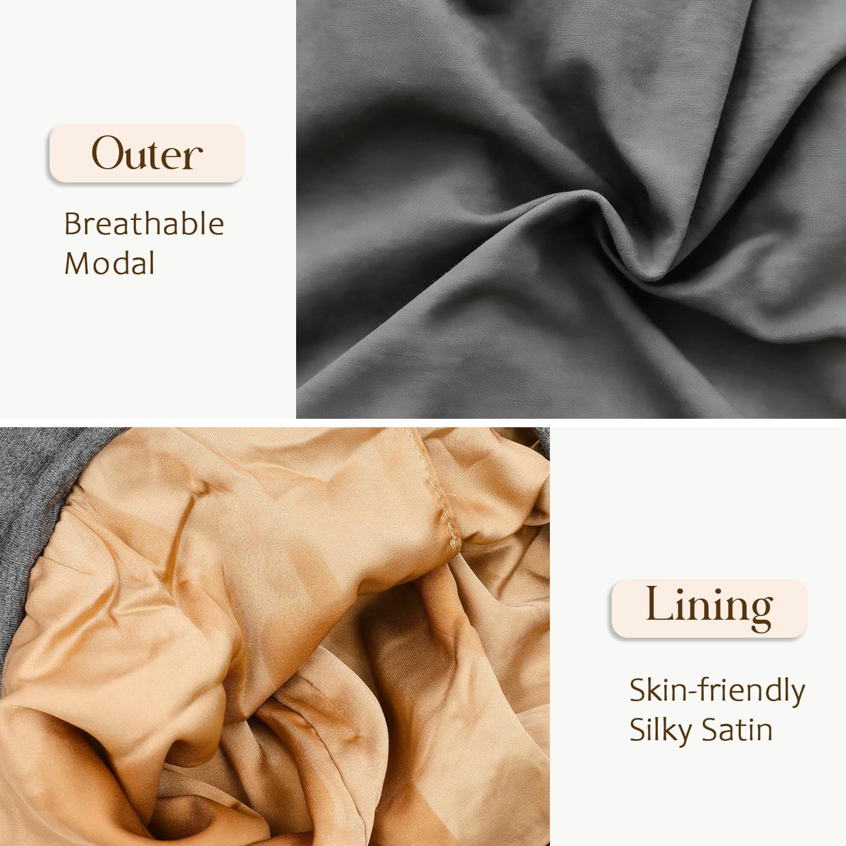 NICPOO Silk Satin Bonnet Hair Wrap worn while applying makeup