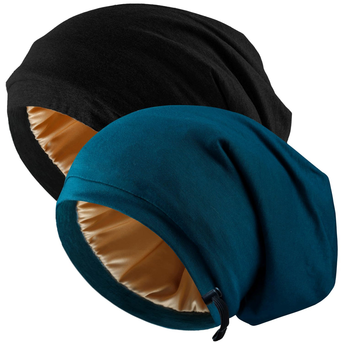 NICPOO Silk Satin Bonnet in black and green front view