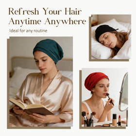 NICPOO Silk Satin Bonnet in use while sleeping