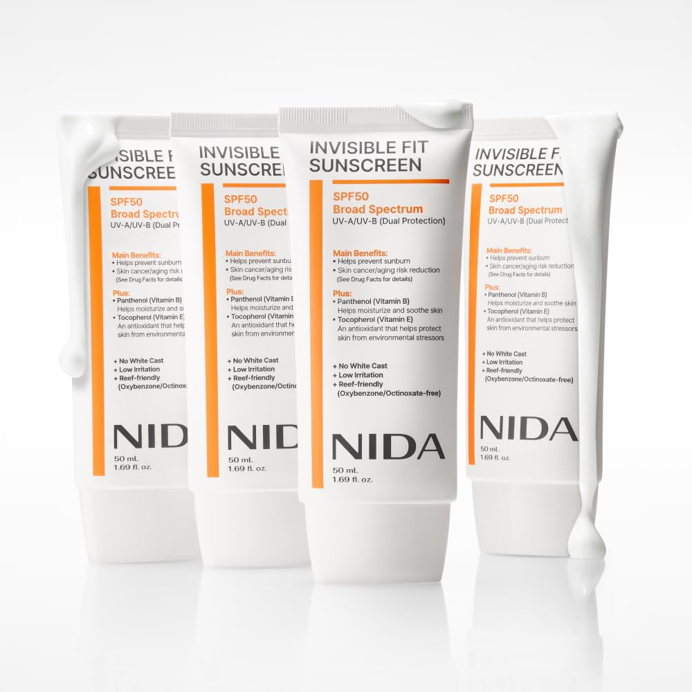 NIDA Invisible Fit Sunscreen SPF 50 packaging details