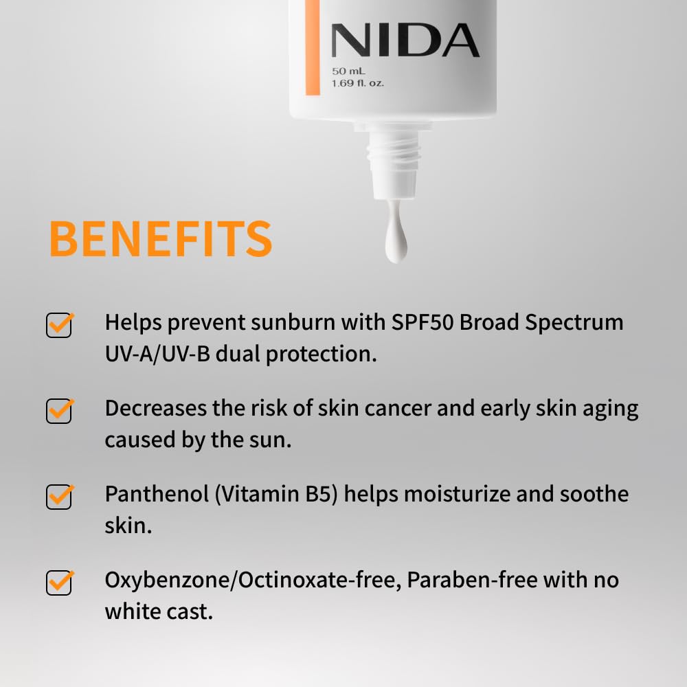 NIDA Invisible Fit Sunscreen SPF 50 side view highlighting texture