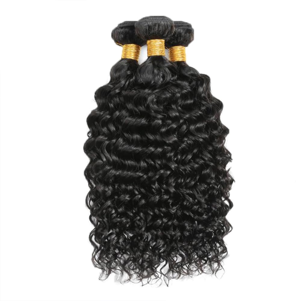 NiegMeag 300g Water Wave Human Hair Bundle displayed with accessories