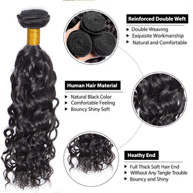 NiegMeag 300g Water Wave Human Hair Bundle showing natural black colour