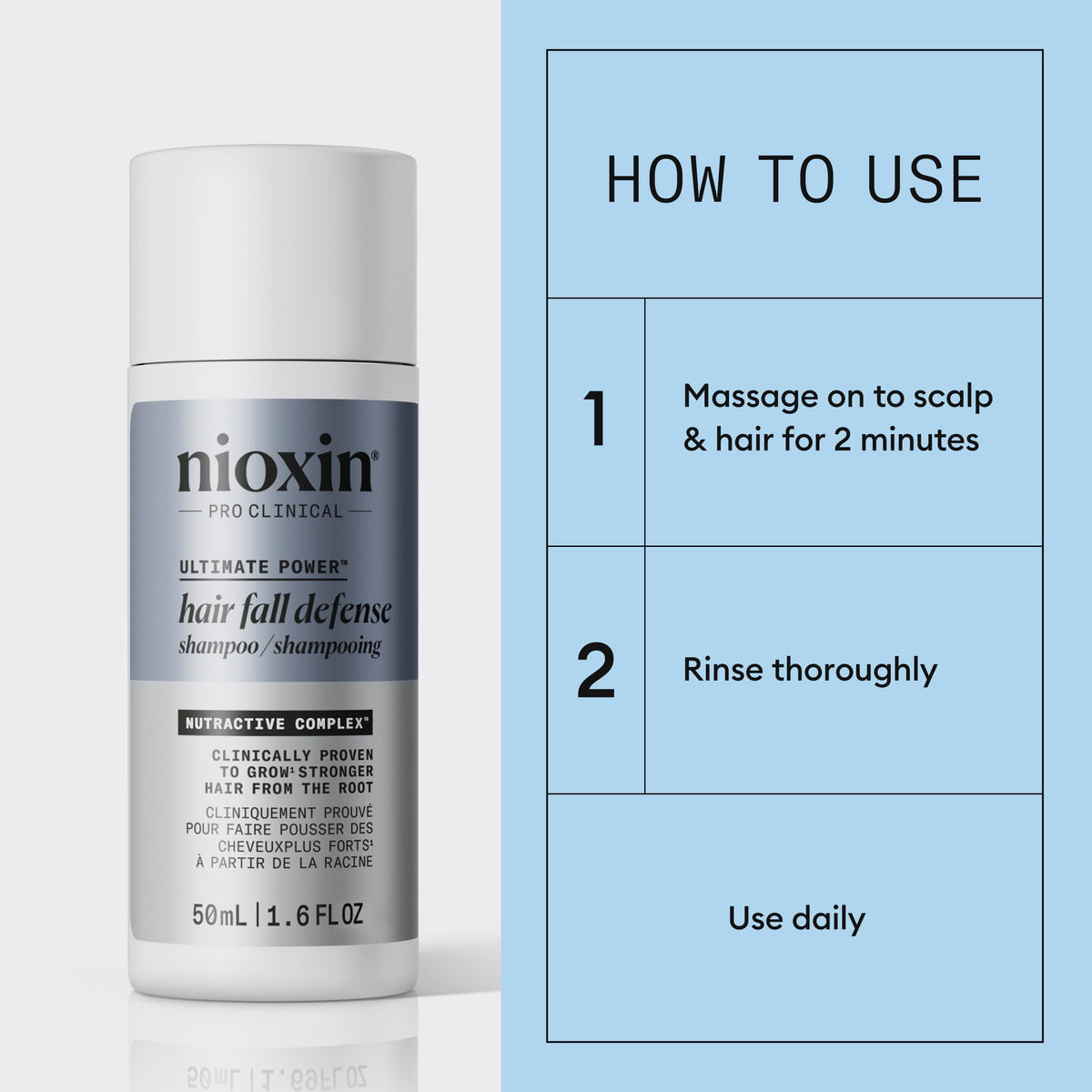 Nioxin Age Defense Shampoo 59g with ingredients listed