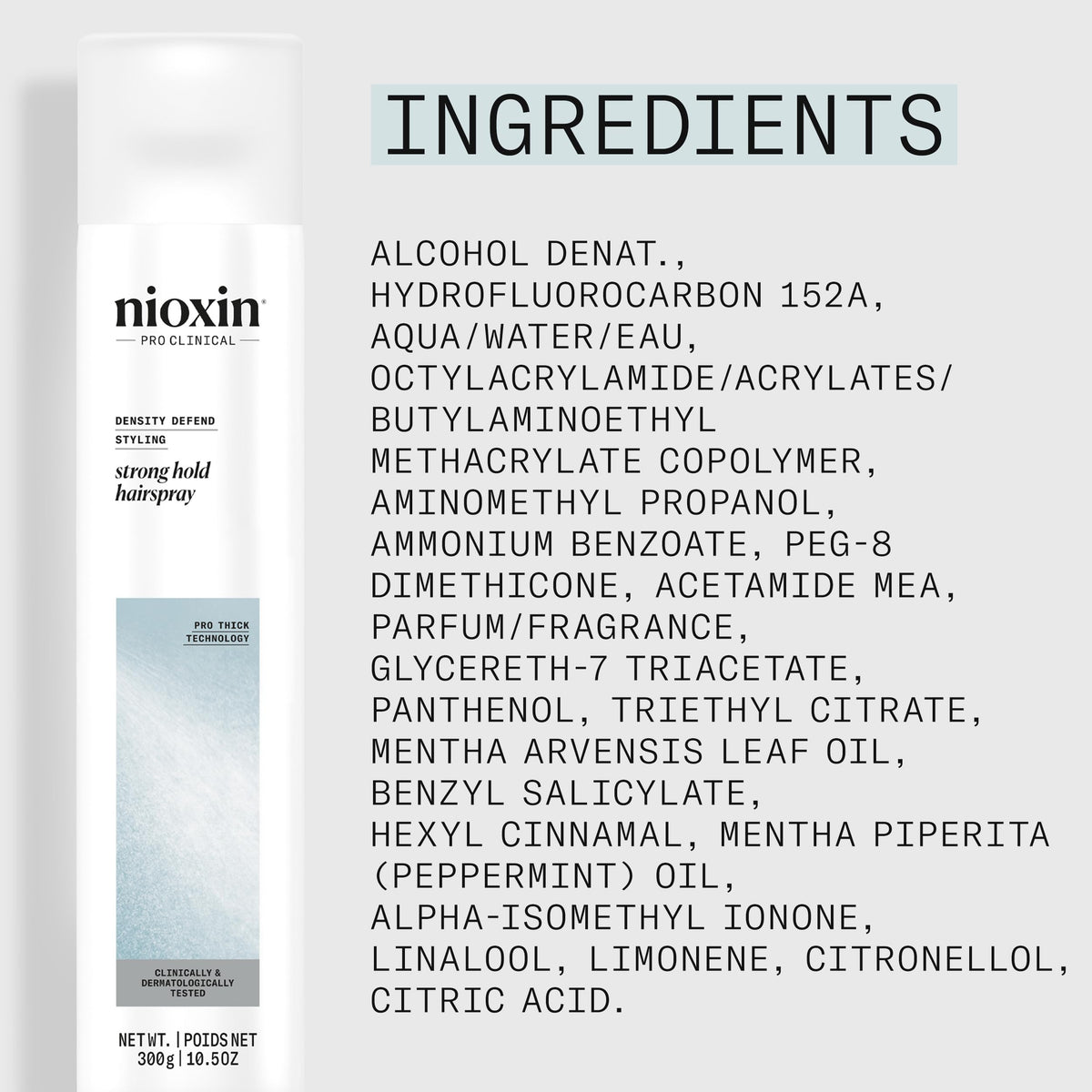 NIOXIN Density Defend Strong Hold Hairspray 372g on a vanity