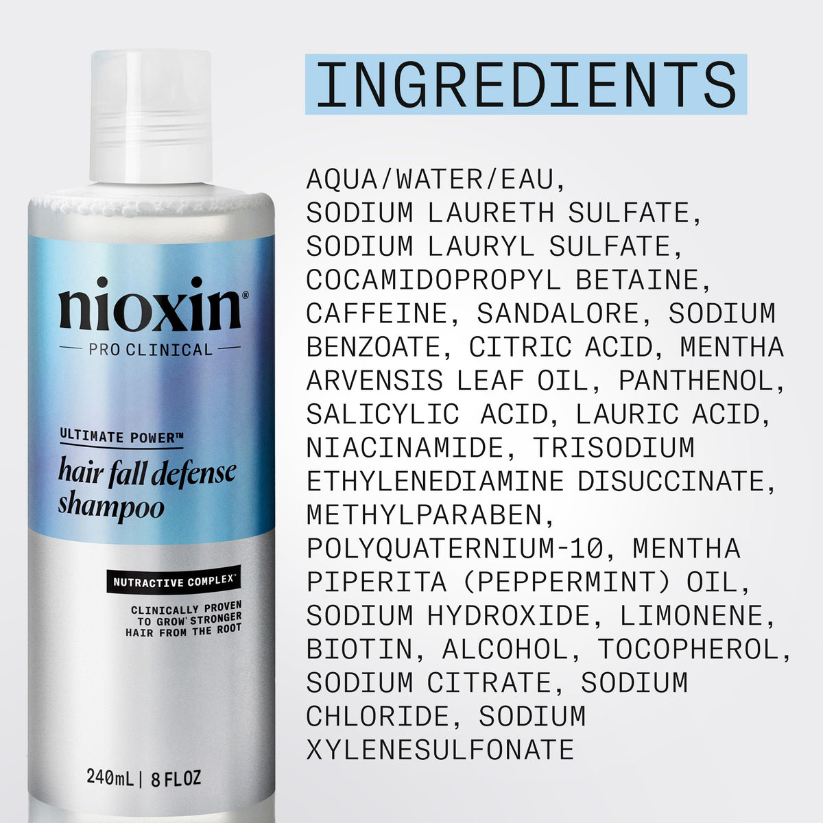 NIOXIN Hair Fall Defense Shampoo 270g on a shelf