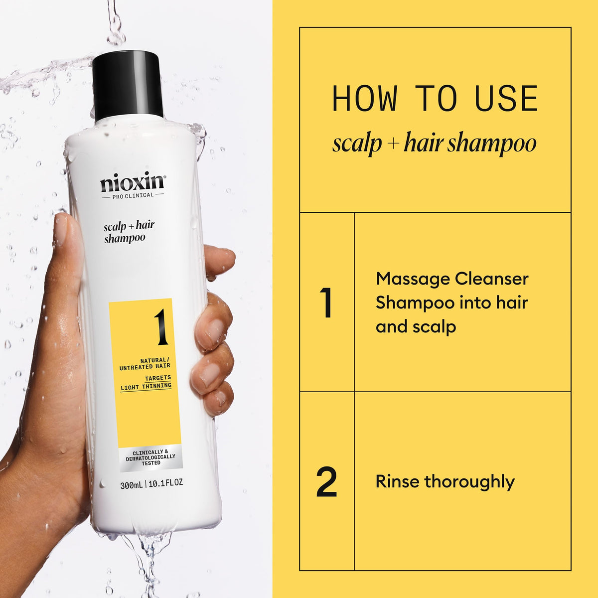 NIOXIN Scalp Care Thickening Shampoo application on hair