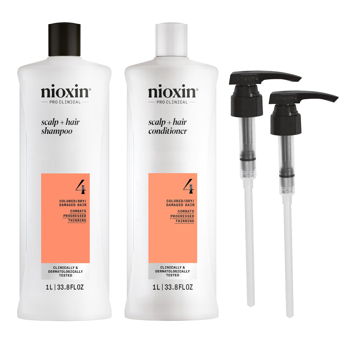 NIOXIN Shampoo & Conditioner Duo Set front view with pumps