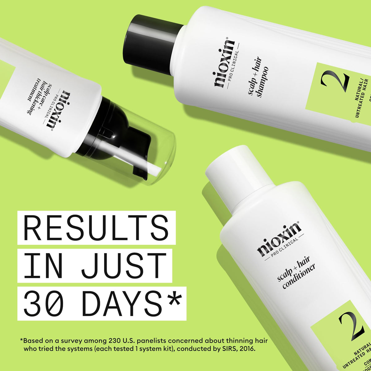 NIOXIN Shampoo & Conditioner set on a bathroom counter