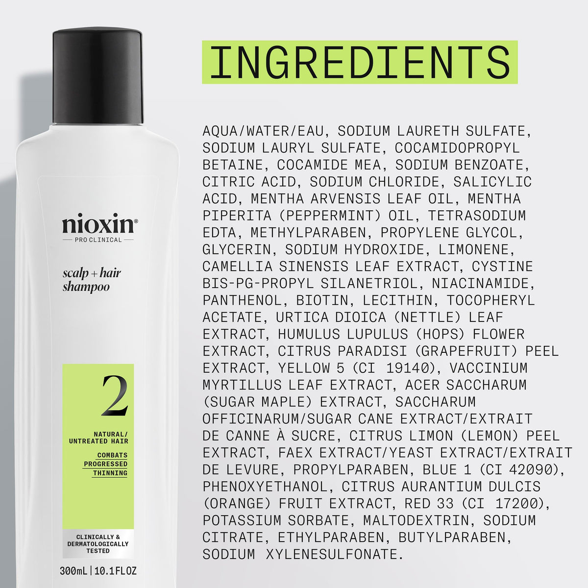Nioxin System 2 Shampoo 349g in hand with water