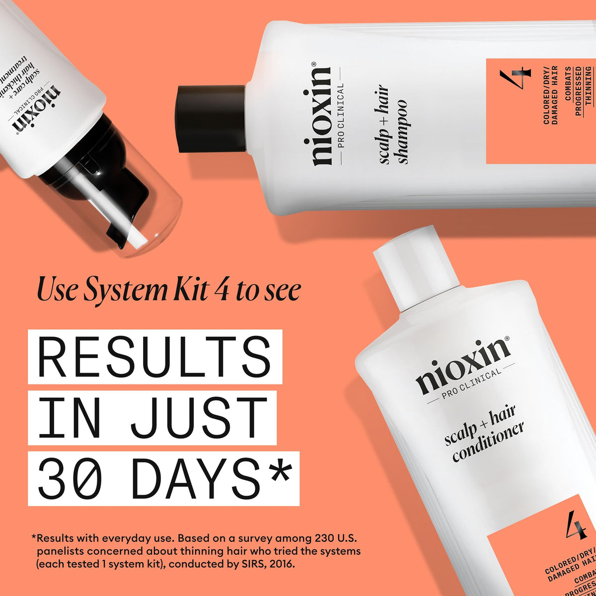 NIOXIN System 4 Thickening Shampoo in a bathroom setting