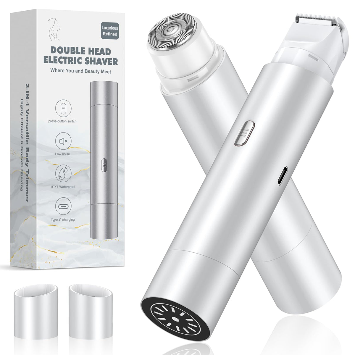 NIPOO Bikini Trimmer for Women, silver grey front view