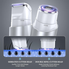 NIPOO Bikini Trimmer showing dual heads and USB-C charging port