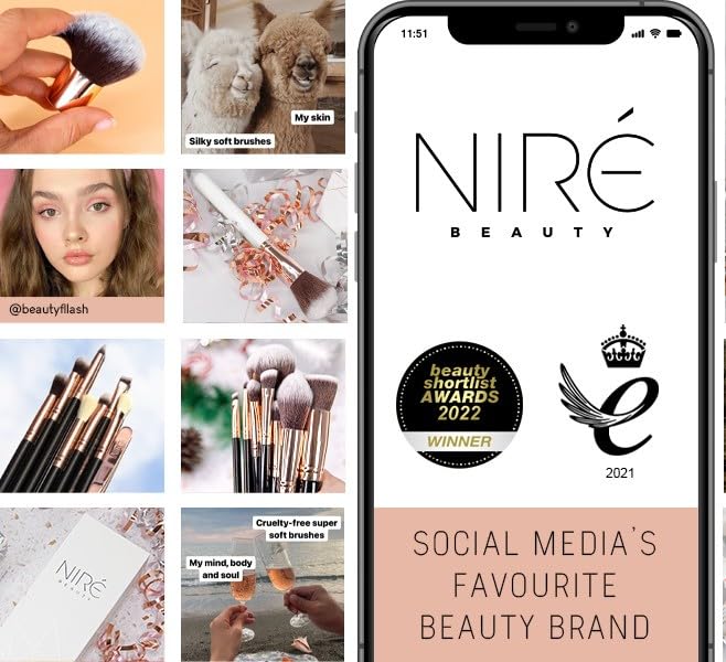 Niré makeup brush set including foundation and eyeshadow brushes