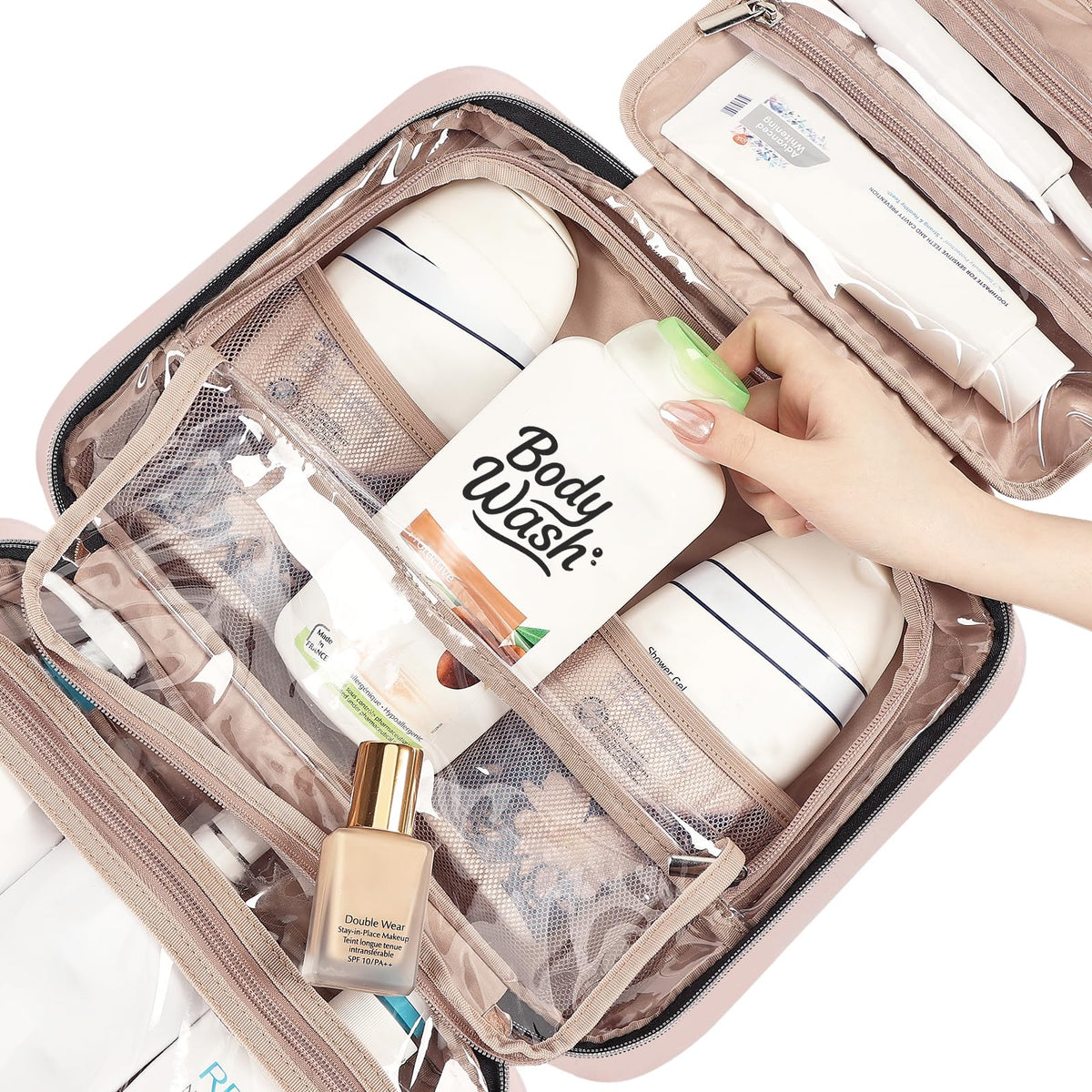 NISHEL Travel Toiletry Bag compacted for storage