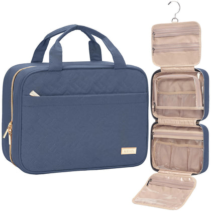 NISHEL Travel Toiletry Bag front view in Aegean-Blue