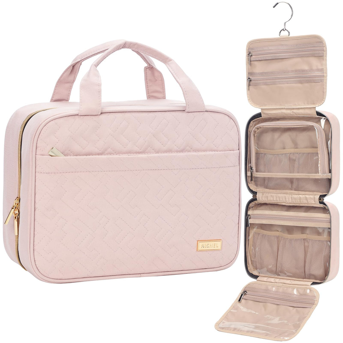 NISHEL Travel Toiletry Bag front view in black