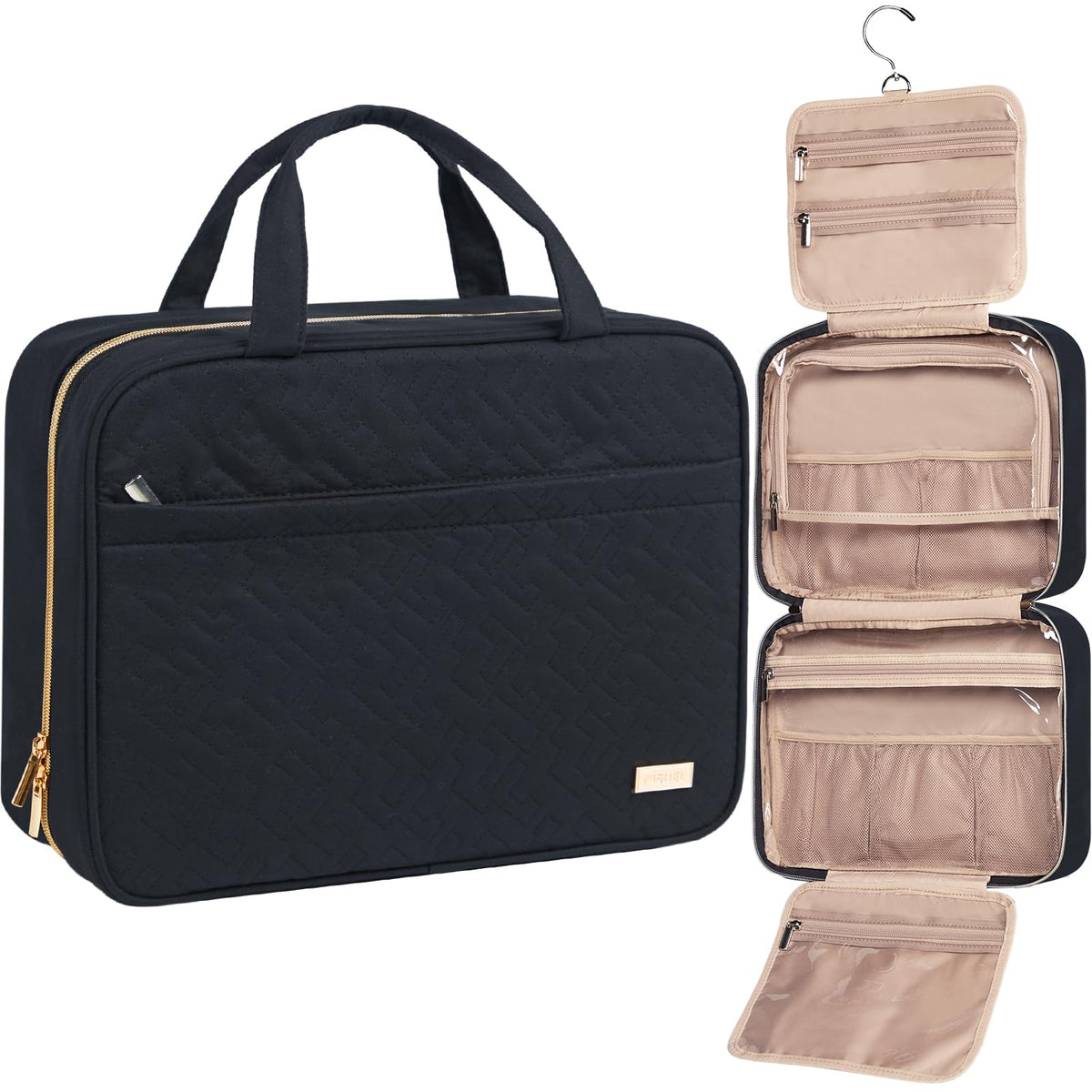 NISHEL Travel Toiletry Bag front view in black