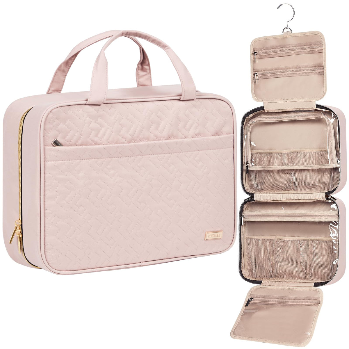 NISHEL Travel Toiletry Bag front view in pink
