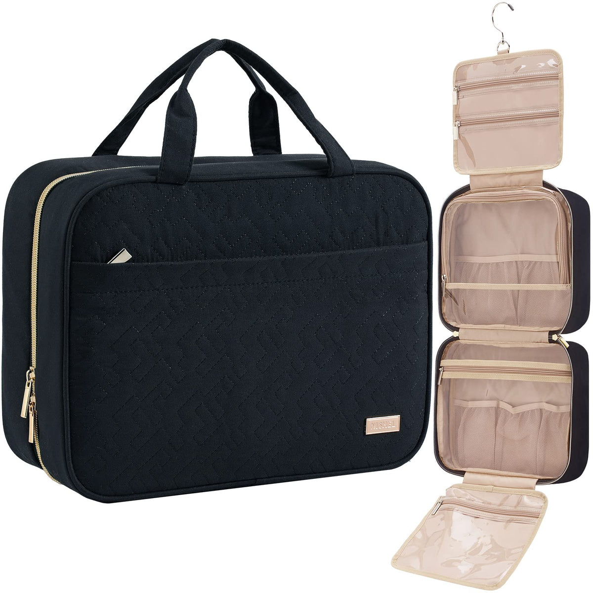 NISHEL Travel Toiletry Bag front view showing compartments