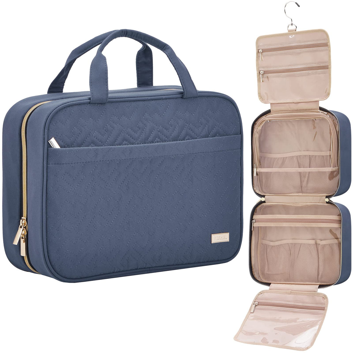 NISHEL Travel Toiletry Bag front view with compartments