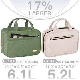 NISHEL Travel Toiletry Bag hanging from a hook
