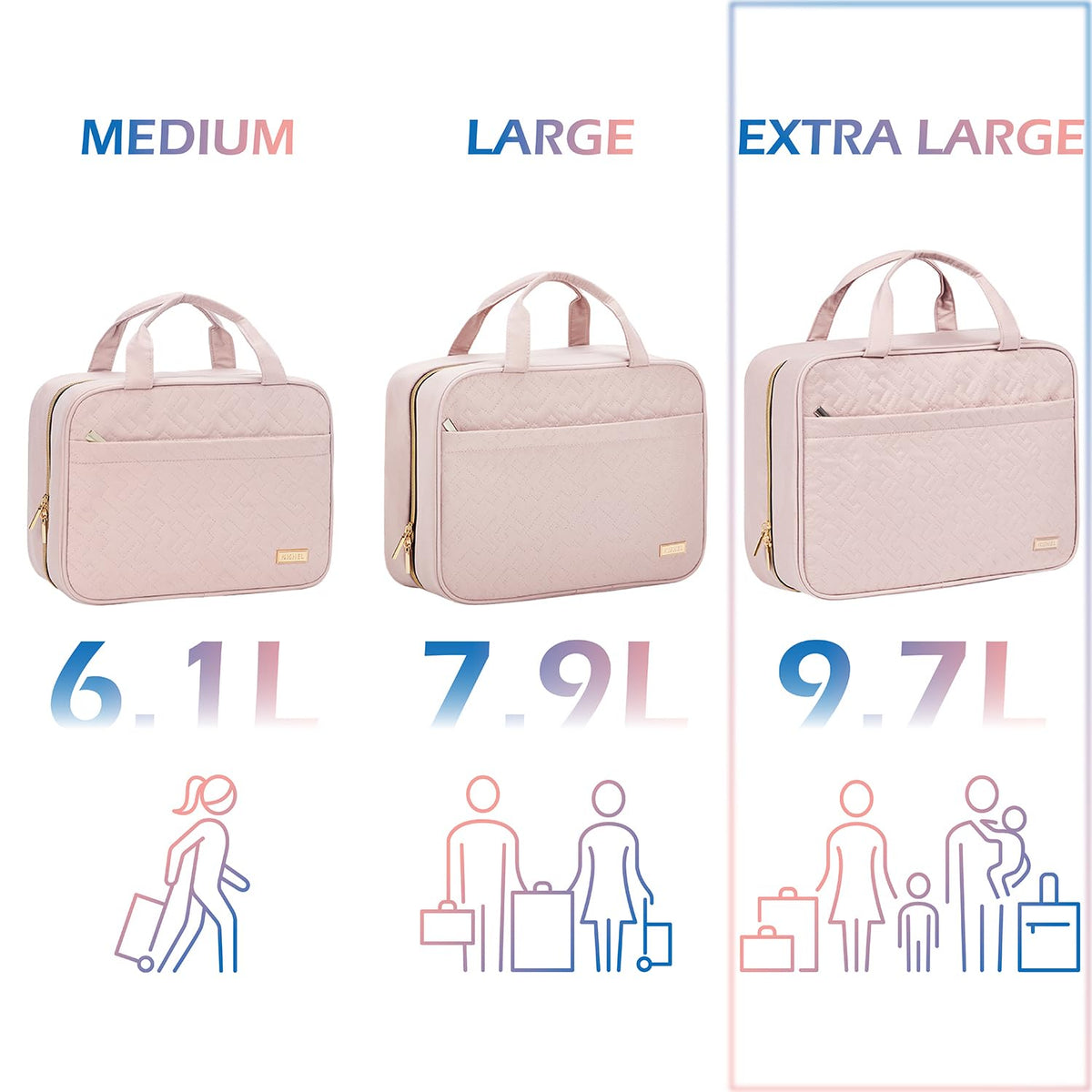 NISHEL Travel Toiletry Bag hanging in a bathroom