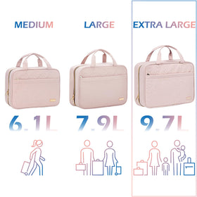 NISHEL Travel Toiletry Bag hanging in a bathroom