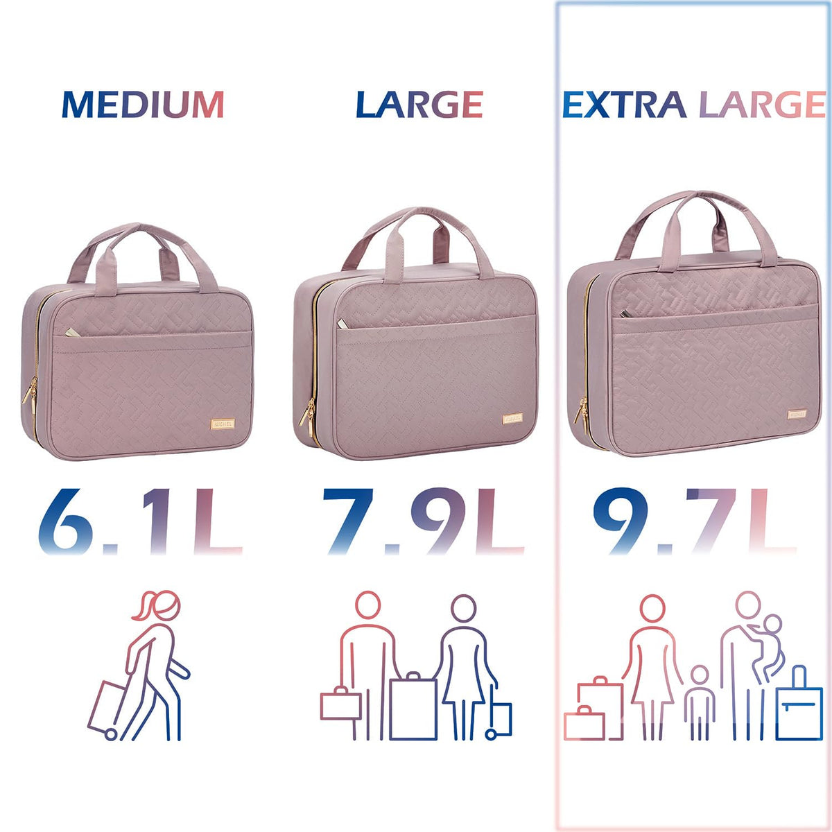 NISHEL Travel Toiletry Bag hanging on a hook