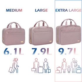 NISHEL Travel Toiletry Bag hanging on a hook