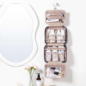 NISHEL Travel Toiletry Bag opened showing compartments
