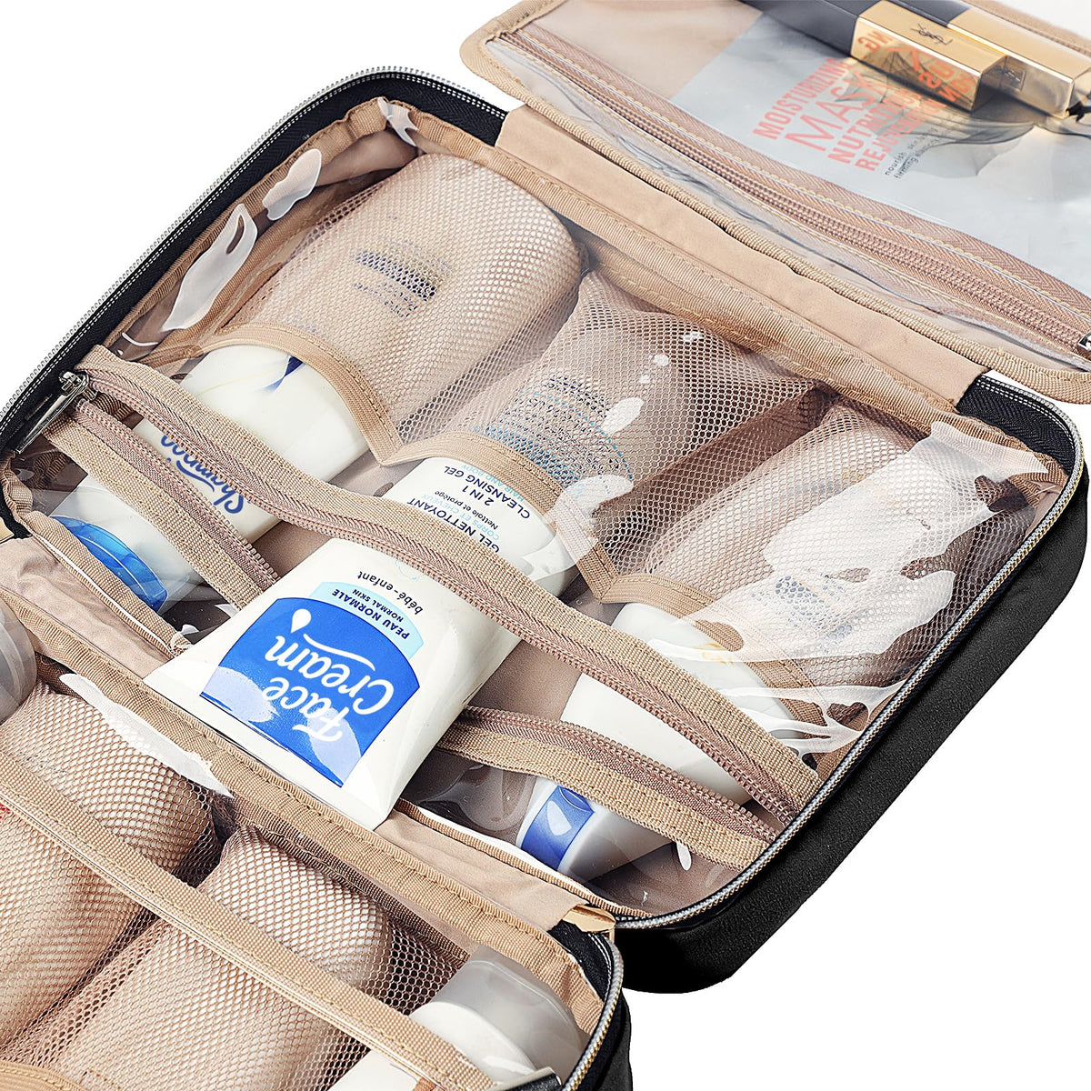 NISHEL Travel Toiletry Bag packed for travel