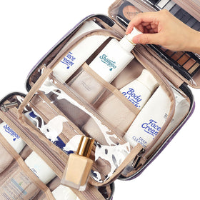 NISHEL Travel Toiletry Bag packed with travel essentials