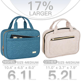 NISHEL Travel Toiletry Bag side view showing compact design