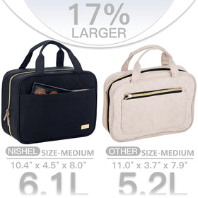 NISHEL Travel Toiletry Bag side view showing compact size