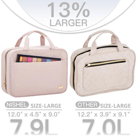 NISHEL Travel Toiletry Bag side view showing zipper