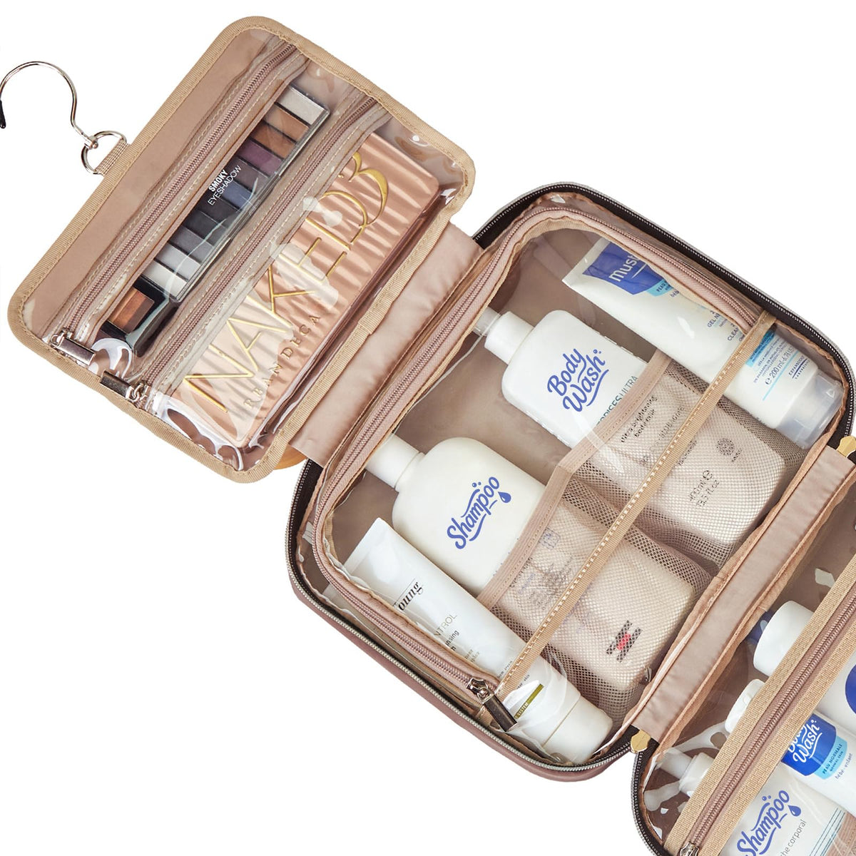 NISHEL Travel Toiletry Bag side view showing zipper