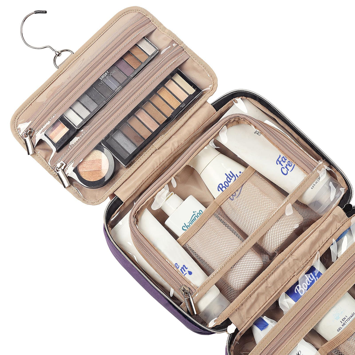 NISHEL Travel Toiletry Bag side view with zipper