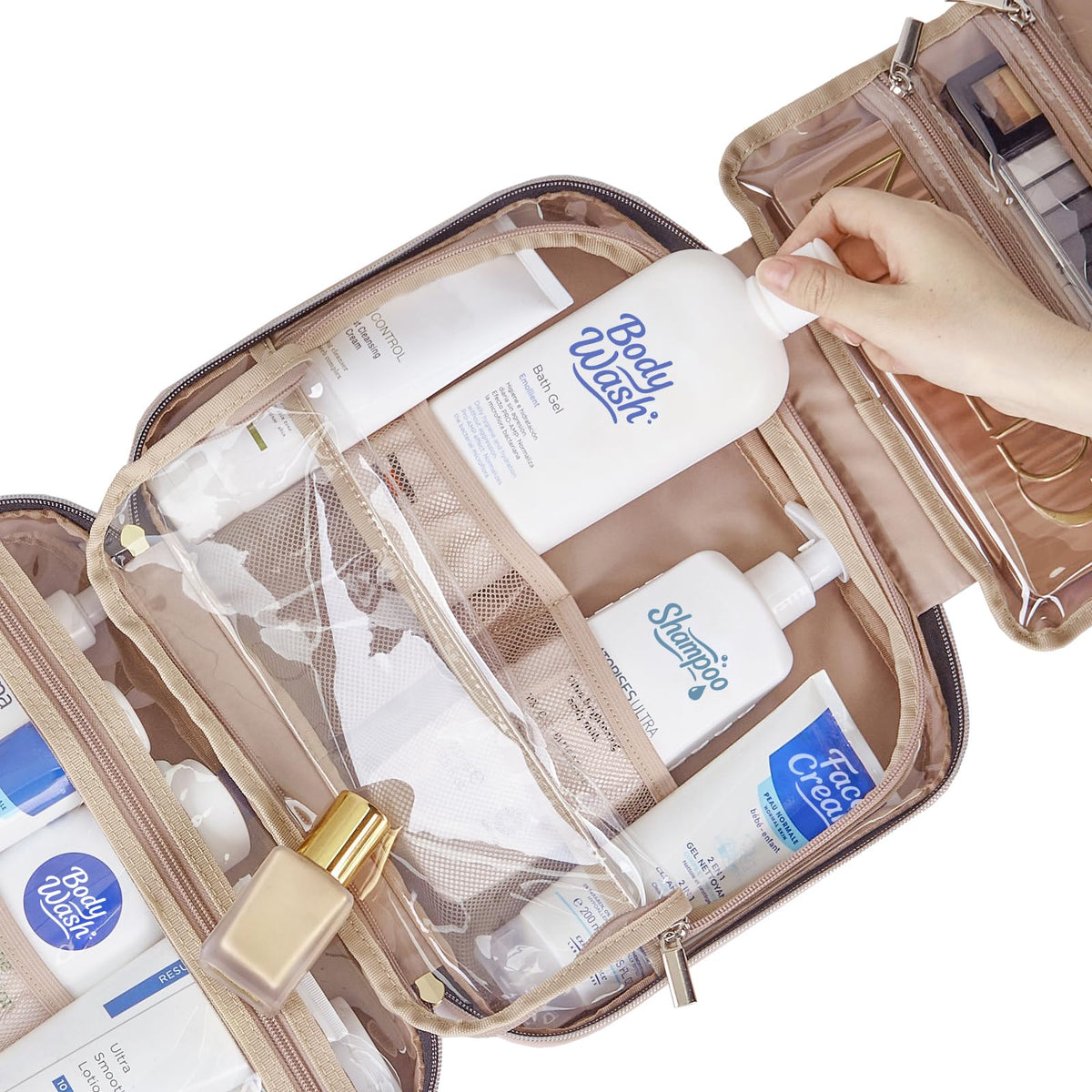 NISHEL Travel Toiletry Bag transparent window for easy access