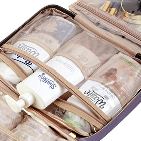 NISHEL Travel Toiletry Bag with full-sized products inside
