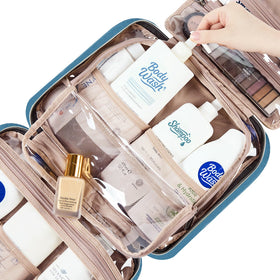 NISHEL Travel Toiletry Bag with full-sized toiletries inside
