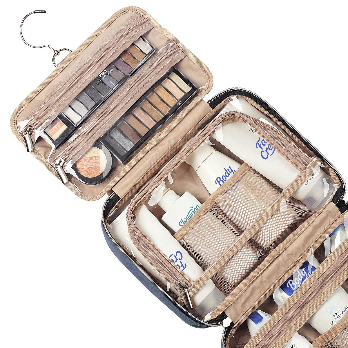 NISHEL Travel Toiletry Bag with toiletries inside