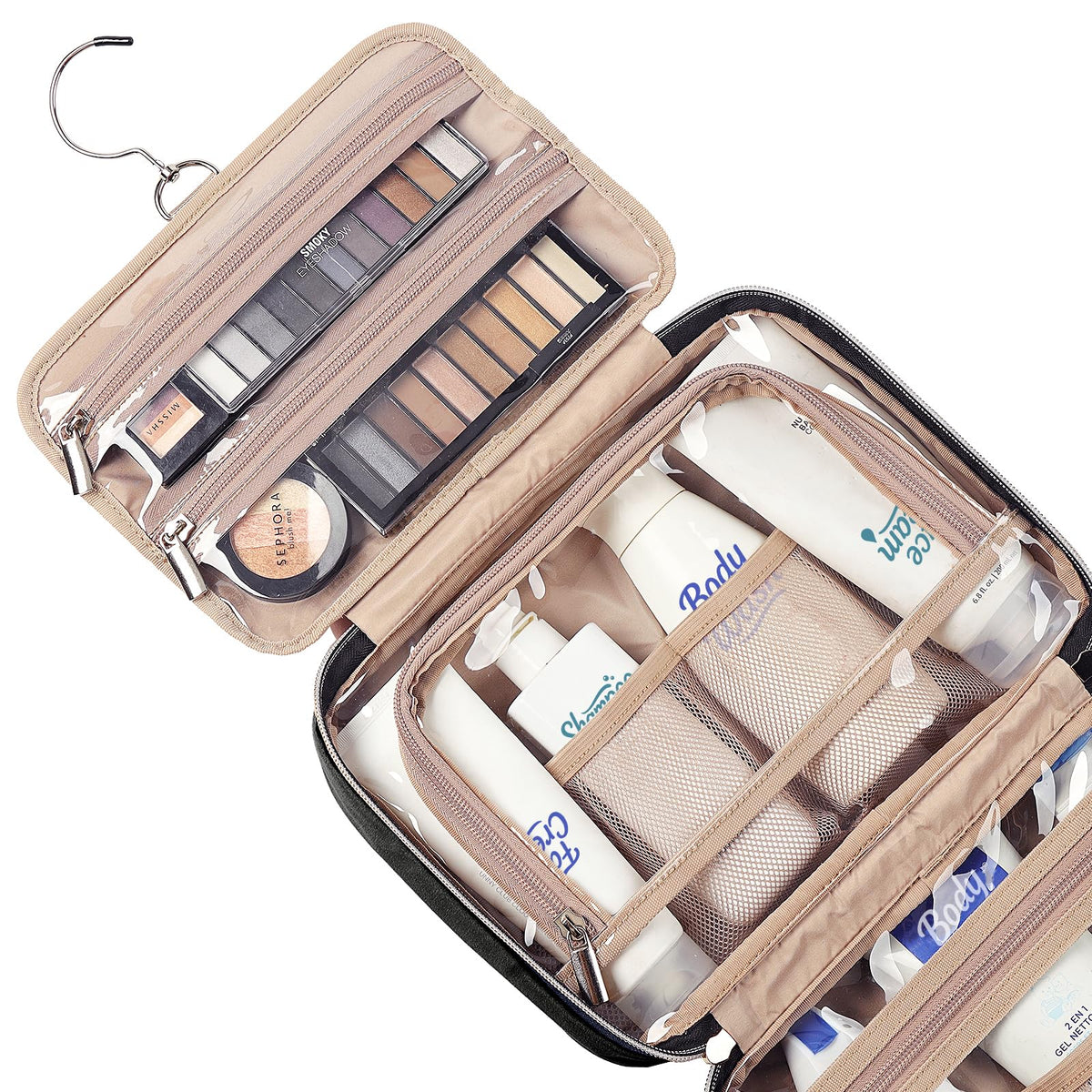 NISHEL Travel Toiletry Bag with toiletries inside