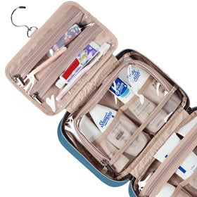 NISHEL Travel Toiletry Bag with toiletries inside compartments