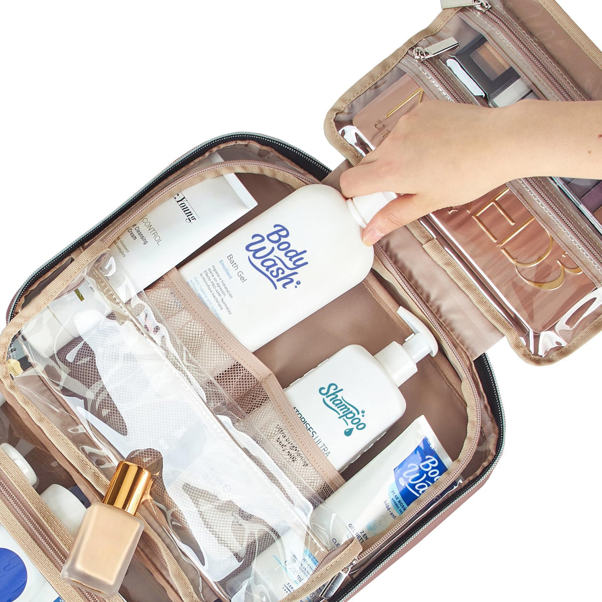 NISHEL Travel Toiletry Bag with transparent window for visibility