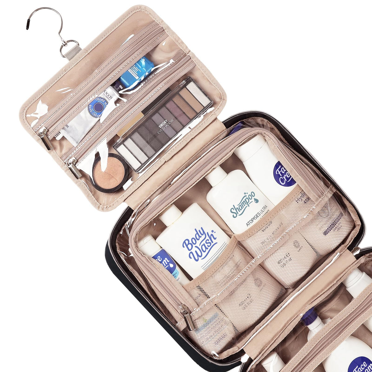 NISHEL Travel Toiletry Bag zipped compartment close-up